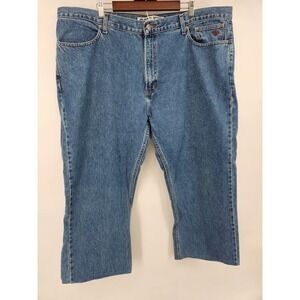 Harley Davidson Jeans Men 44x25 Hemmed Blue Denim Motorcycle Medium Wash Logo